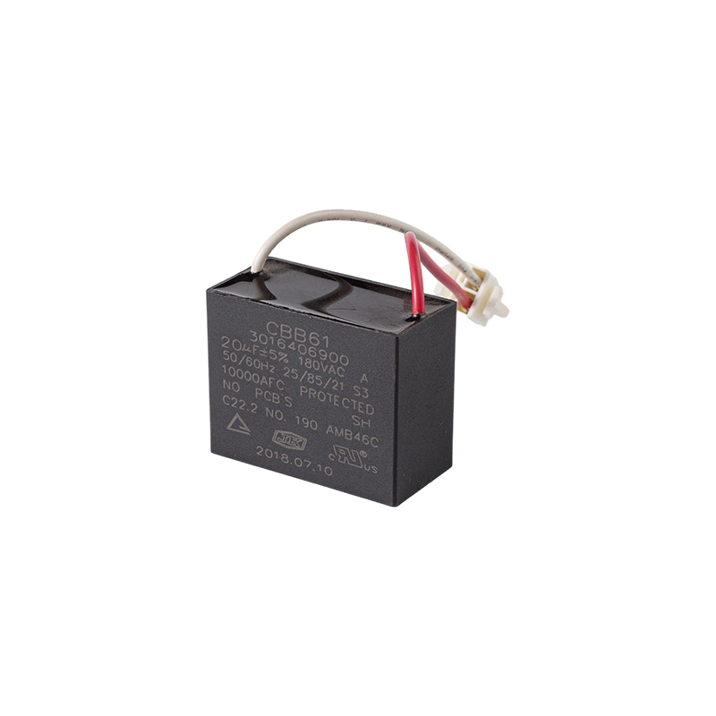Condensateur CBB61 pour ventilateur (boîtier carré en plastique)